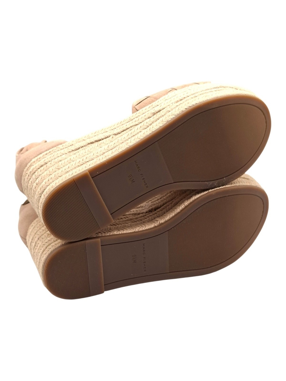 Marc Fisher Woven Ankle-Strap Wedge Sandal in Light Natural Suede Size 9.5 - Picture 5 of 6